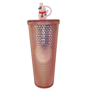 NWT Starbucks China 2021 Year of the Ox Pink Coral Bling Studded Tumbler 24 Oz